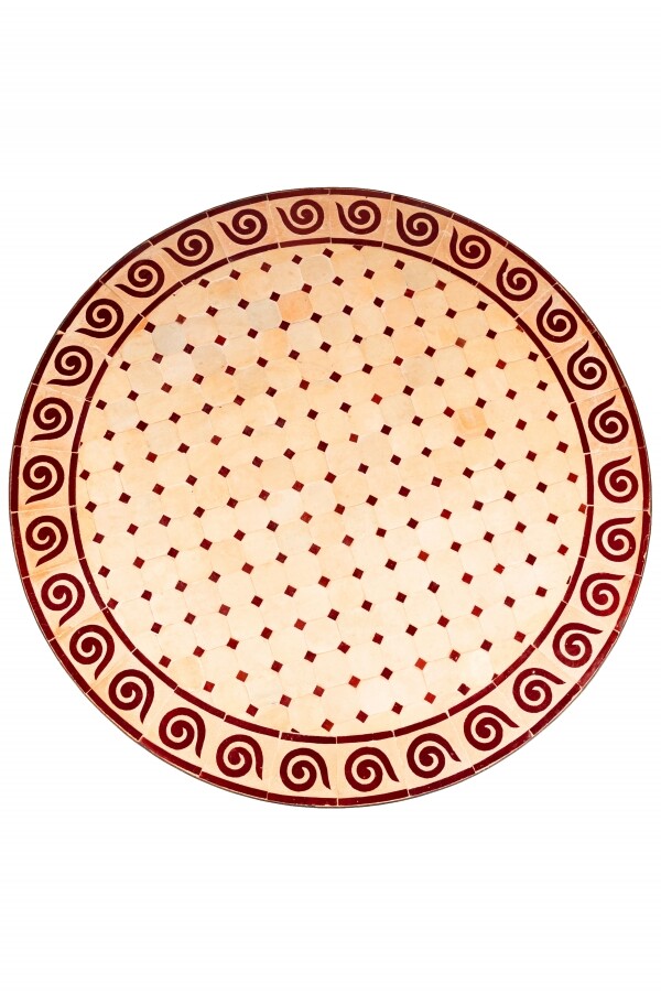 Azulejo marroquí con mosaico en espiral, beige y burd